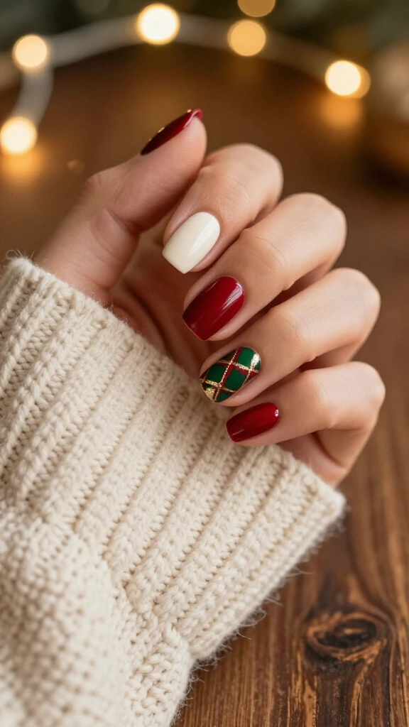 Plaid Accent Nails