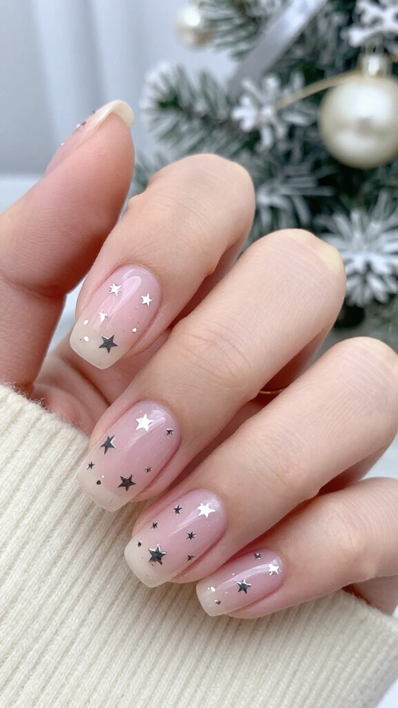 Starry night pale pink foil