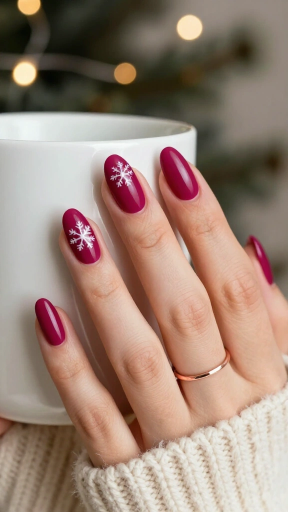 Matte magenta and glossy snowflake duet