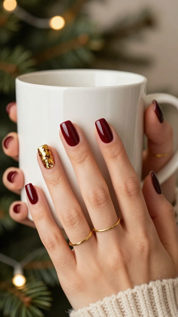 Gold Foil Over Burgundy