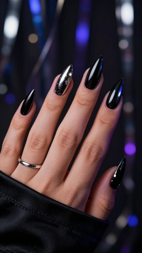 Midnight Black Chrome Stilettos