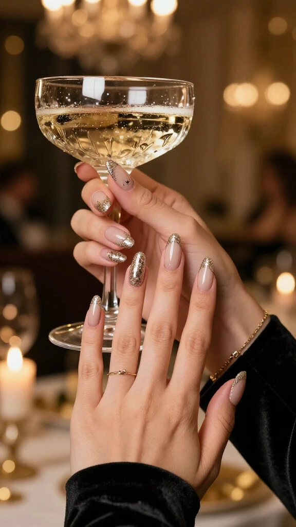 Champagne Shimmer French Tips