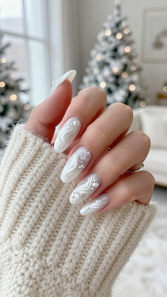 Winter wonderland white 3D swirls