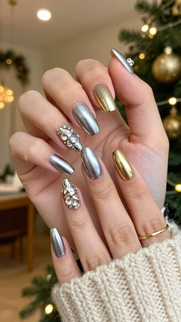 Metallic mirror chrome ornaments