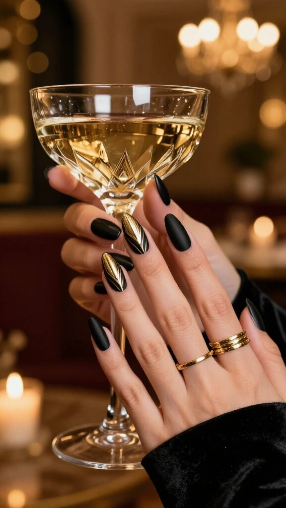 Graphic Art Deco Metallic Lines