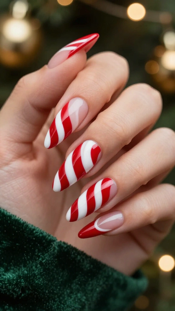 Glossy candy cane swirls