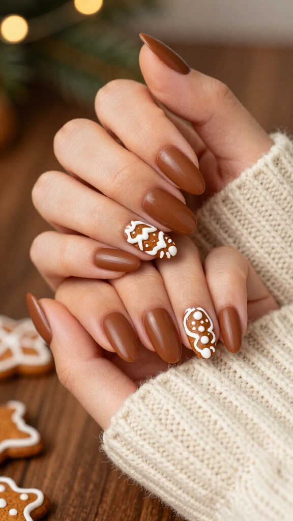 Matte gingerbread nails
