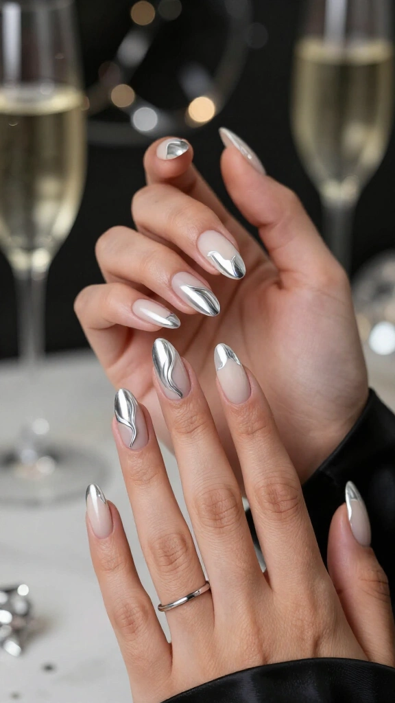 Silver 3D Chrome Swirls