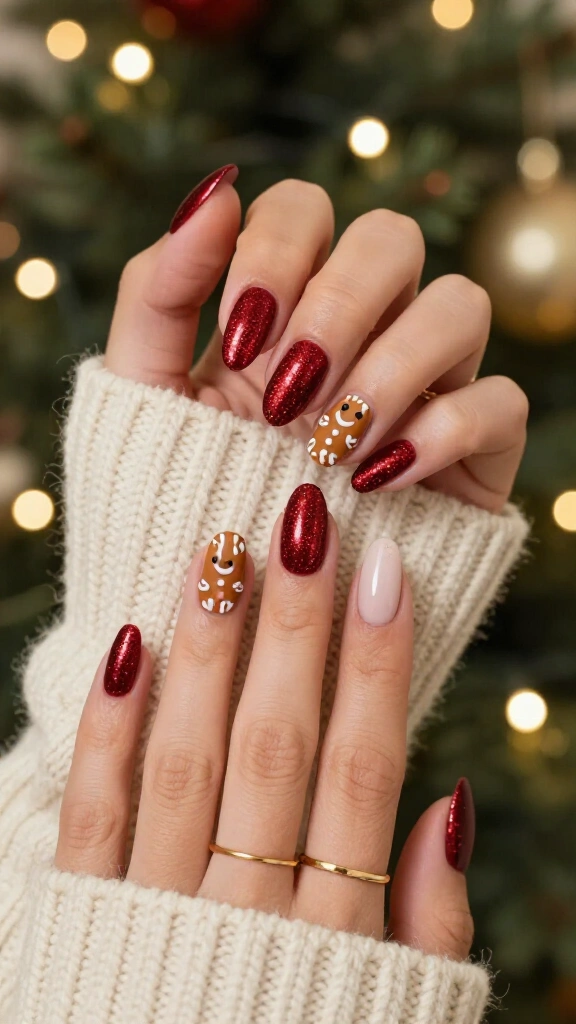 Red glitter and gingerbread cookies