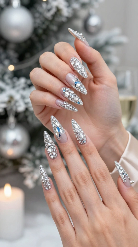 Crystal-encrusted snow queen stiletto