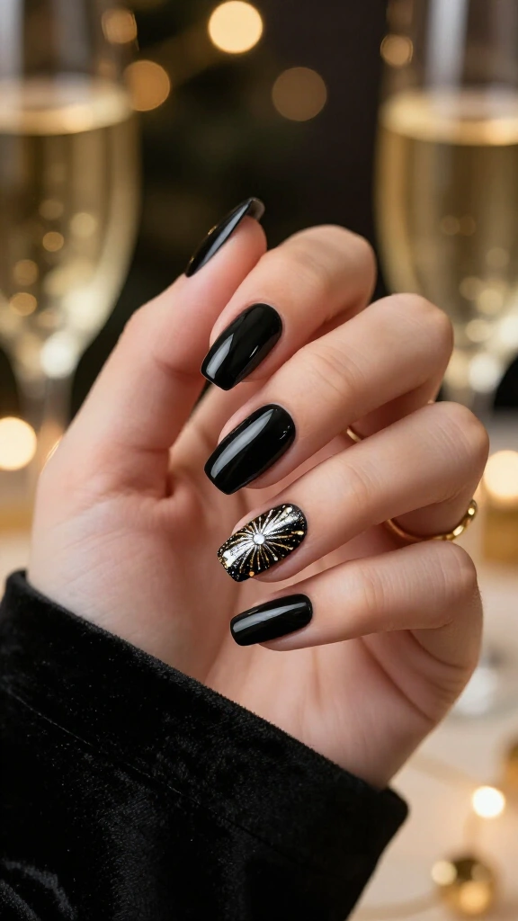 Abstract Fireworks Accent Nail