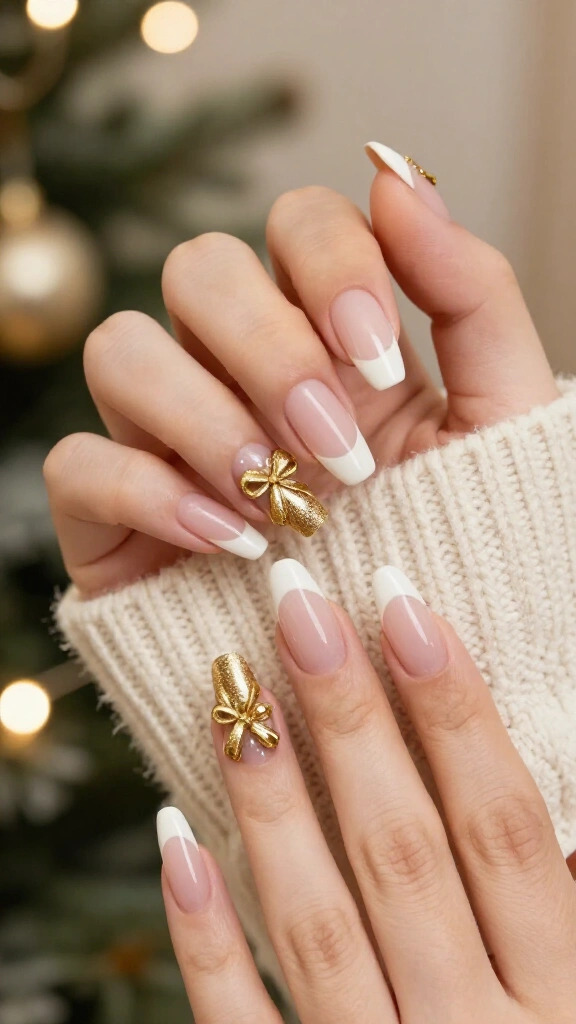Golden ribbon bow appliqués