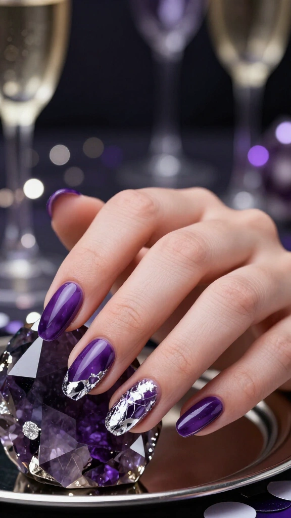 Deep Amethyst Purple with Silver Foil