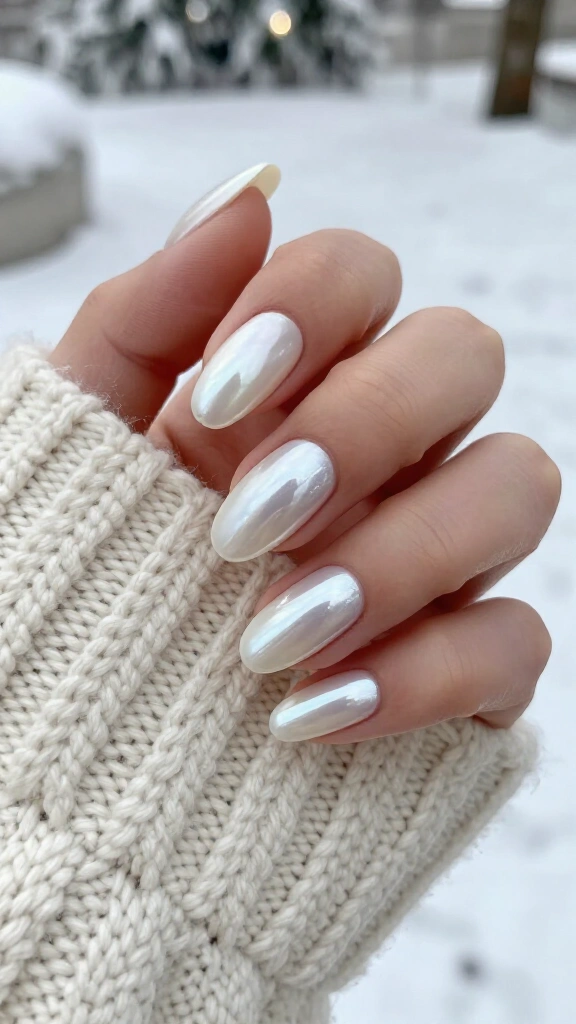 Glazed donut frosted pearl nails