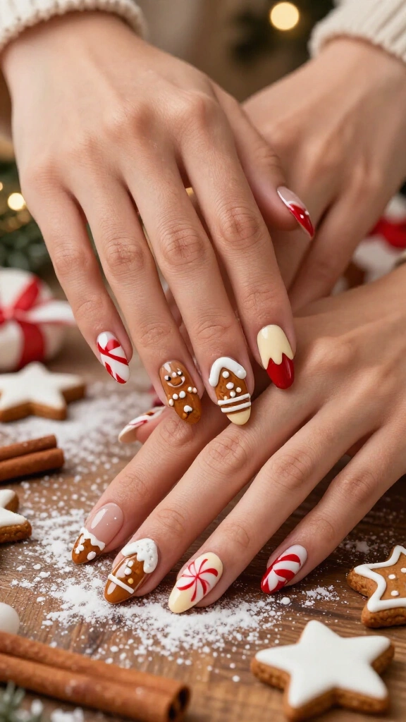 Full gingerbread bakery nails