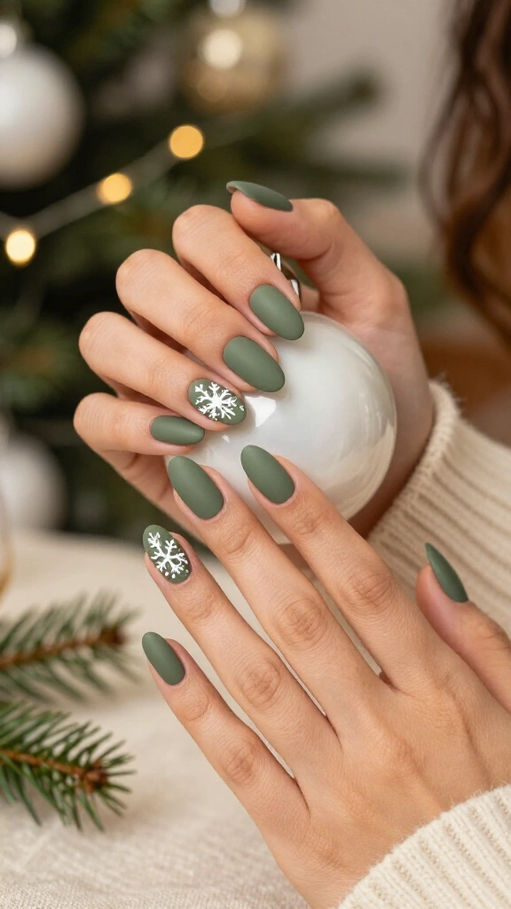 Matte Olive with Snowflake Accents