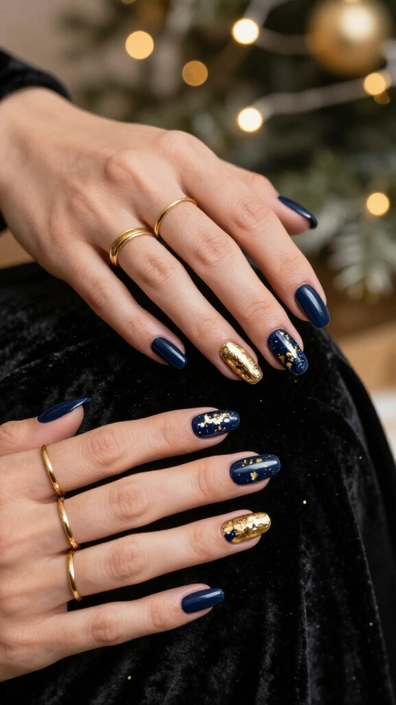 Midnight Navy & Gold Foil Skies