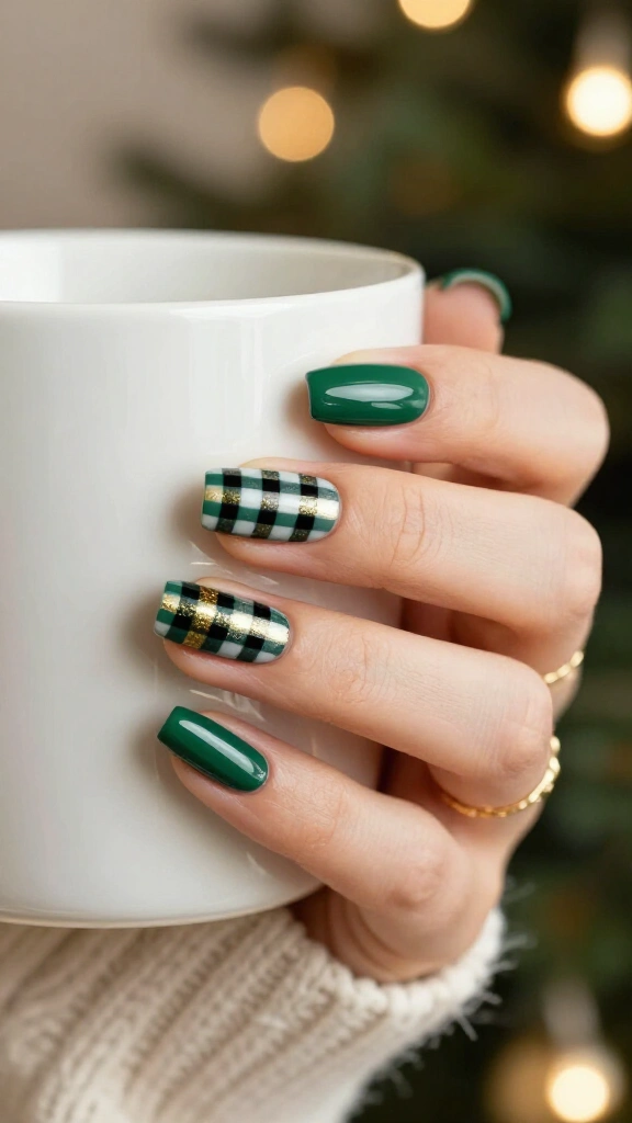 Tartan Plaid Forest Nails