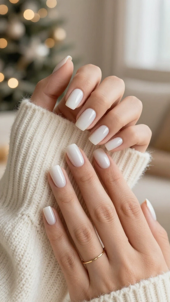Milky white gloss nails