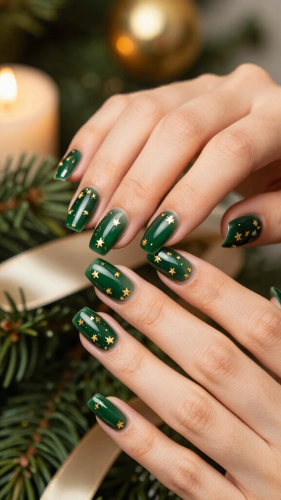 Jelly Green with Gold Stars
