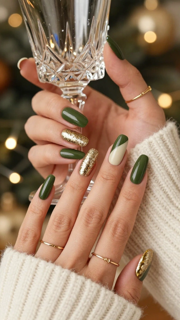 Two-Tone Olive & Champagne Glitter