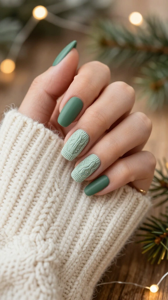 Cable Knit Sweater Sage Accent