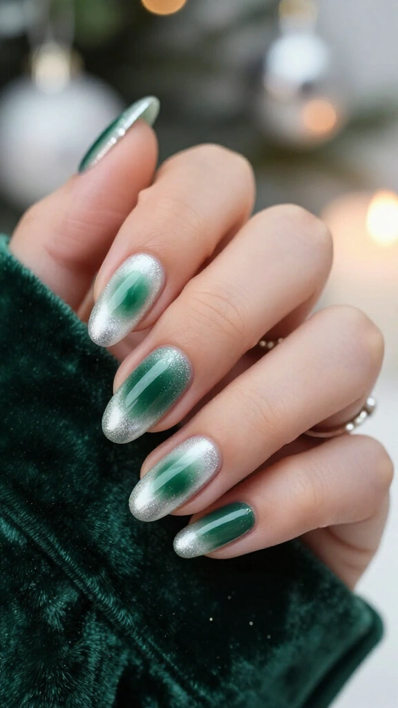 Shimmering Spruce Aura Nails