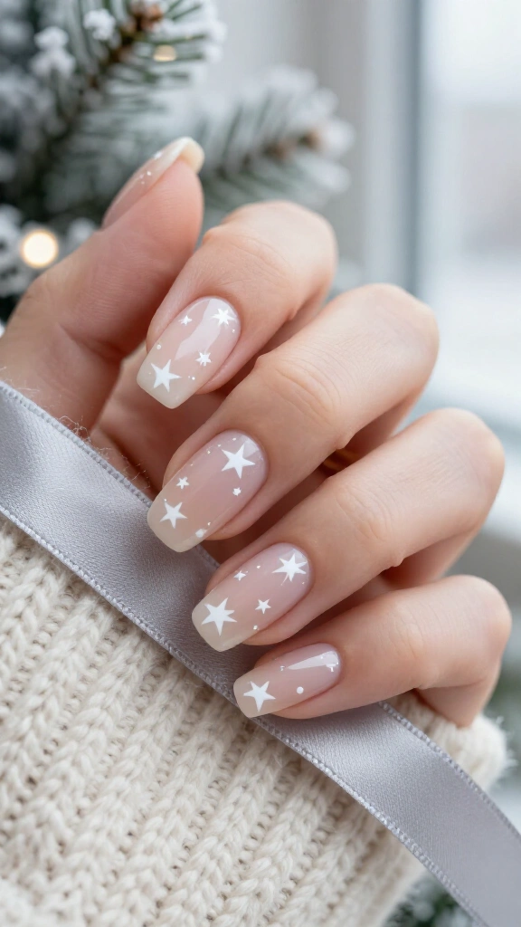Minimal white star nails