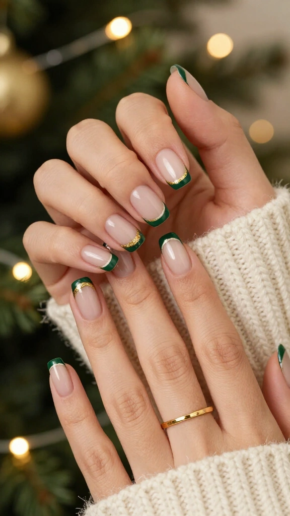 Gilded Moss French Micro-Tips