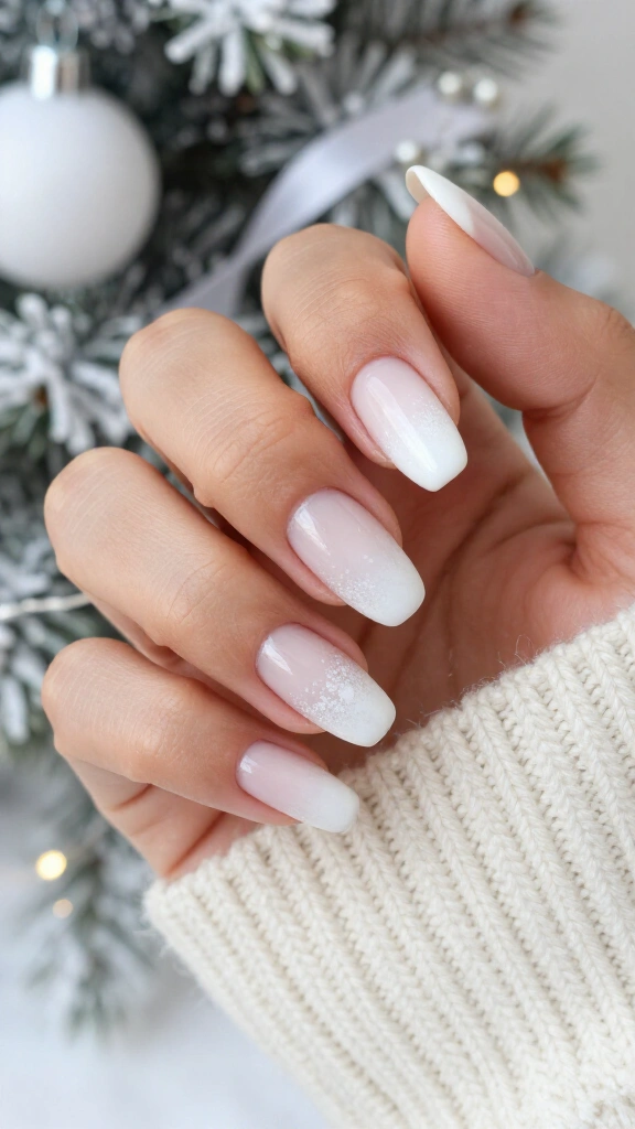 White ombre Christmas nails