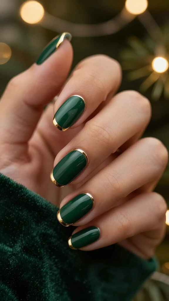 Dark Basil with Gold Cuticle Cuffs