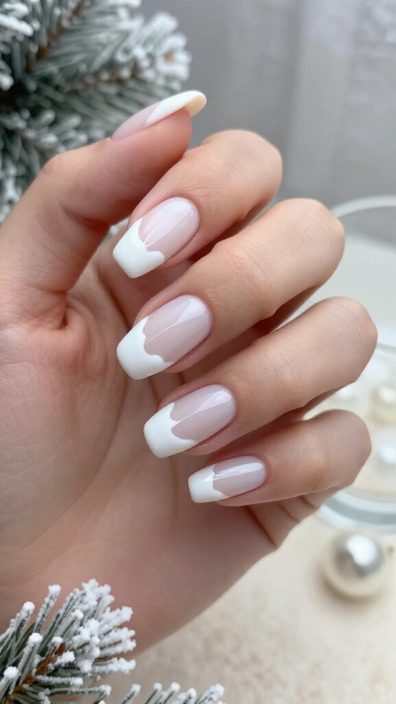 White drip nails with clear gloss