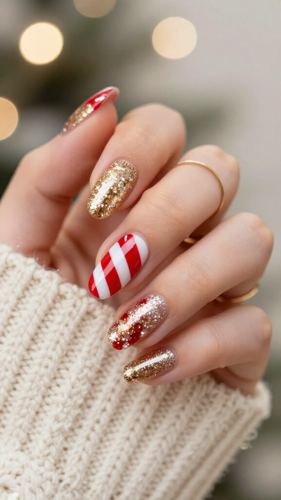 Glitter Dipped Candy Cane Accent