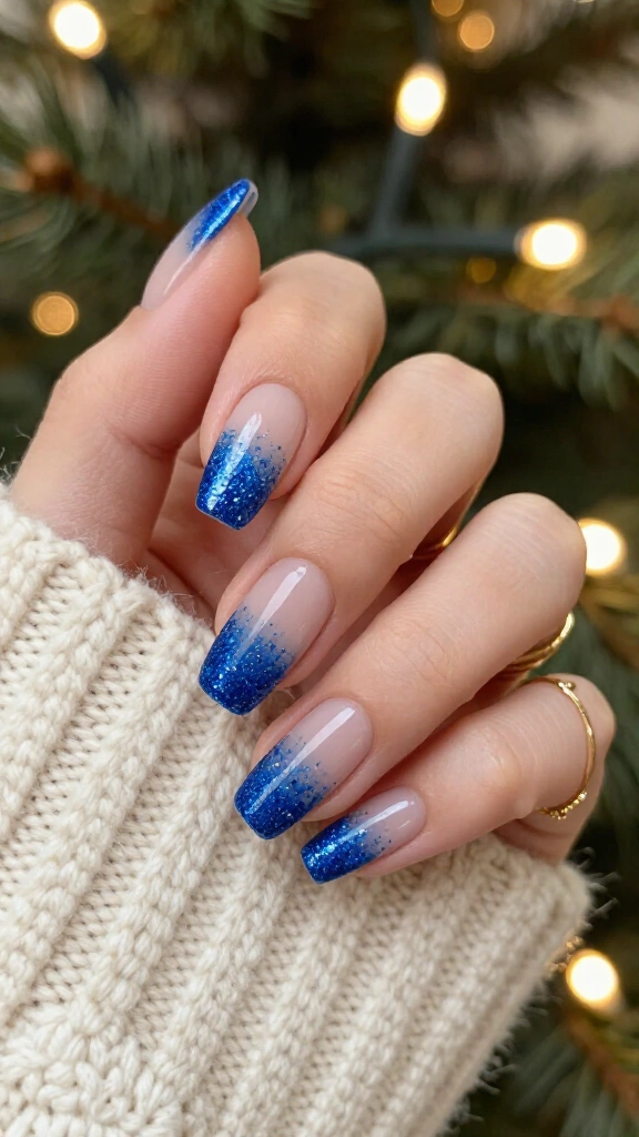 Cobalt Blue Glitter Ombré