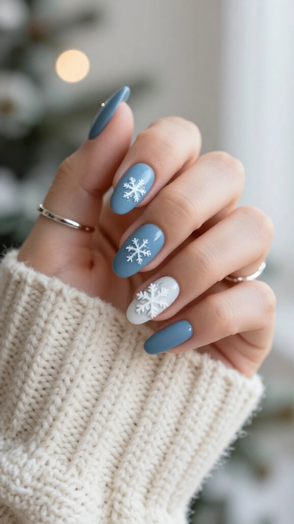 Matte Slate Blue with 3D Snowflakes