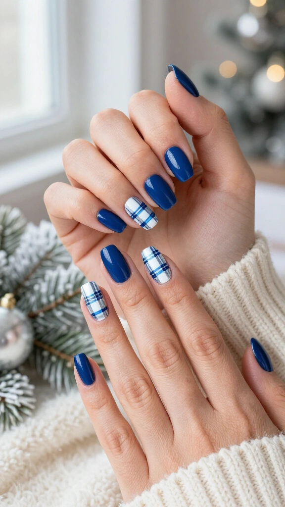 Blue Plaid Holiday Flannel Accents