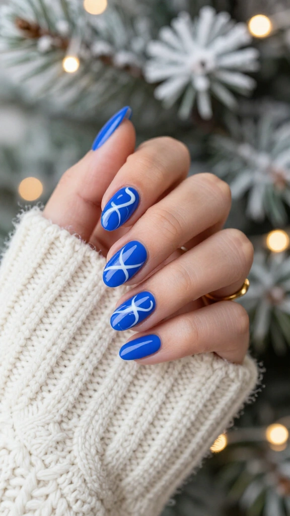 High-Gloss Cornflower Blue with White Swirls