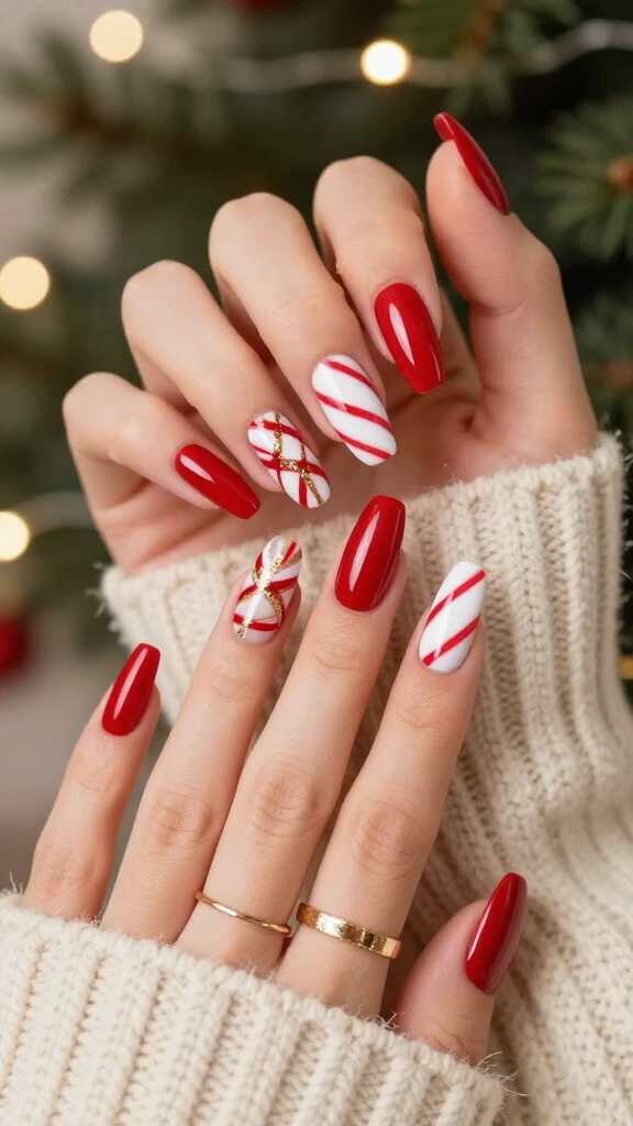 Coffin-Shaped Candy Cane Acrylics