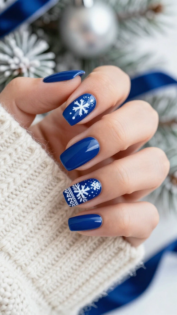 Nordic Sweater Print in Cobalt and White