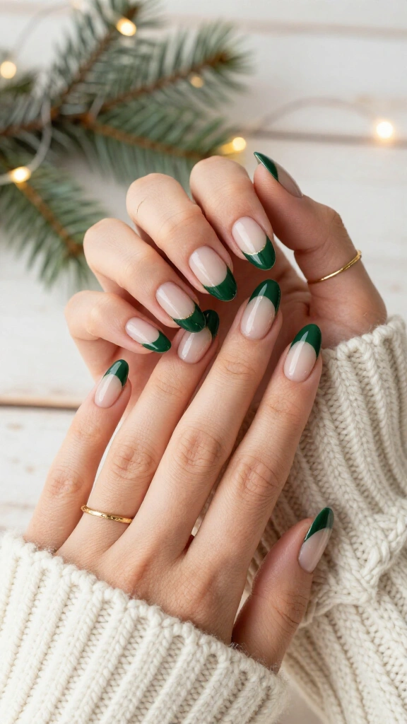 Evergreen half moon nails