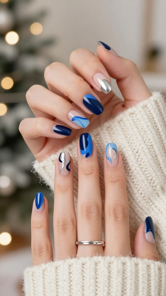 Abstract Squiggles in Shades of Blue