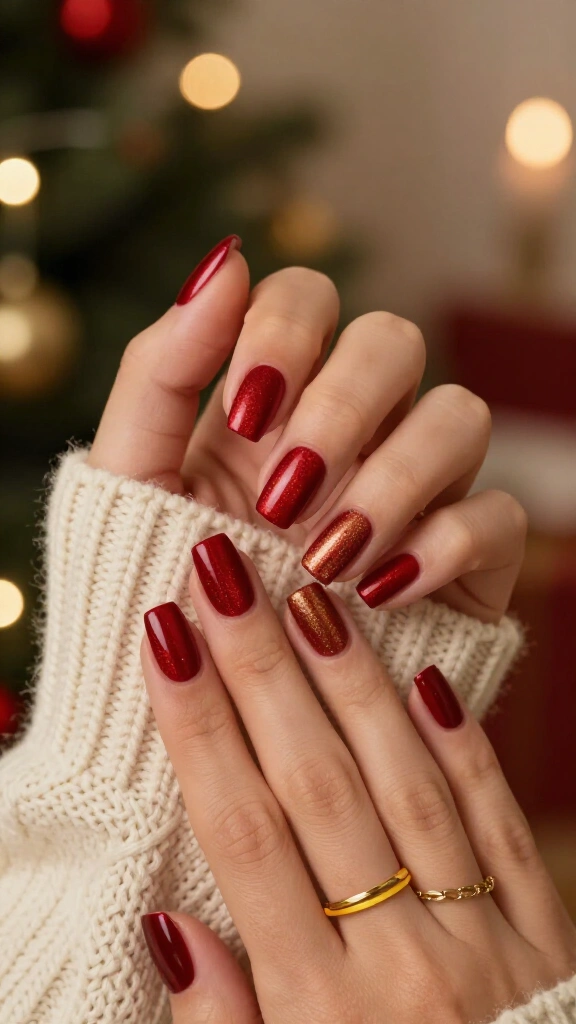 Classic Velvet Crimson Square Nails