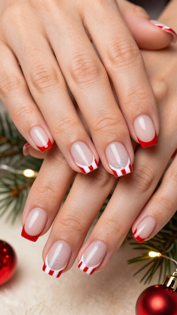 Frosted Peppermint French Tips