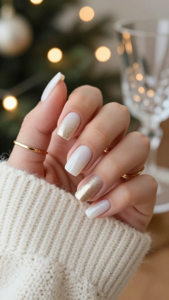 Champagne Shimmer Square Tips