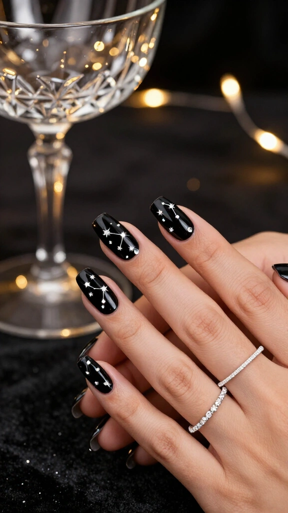 Classic Jet Black with Rhinestone Constellations