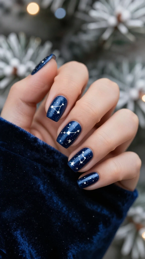 Midnight Blue with Silver Constellations