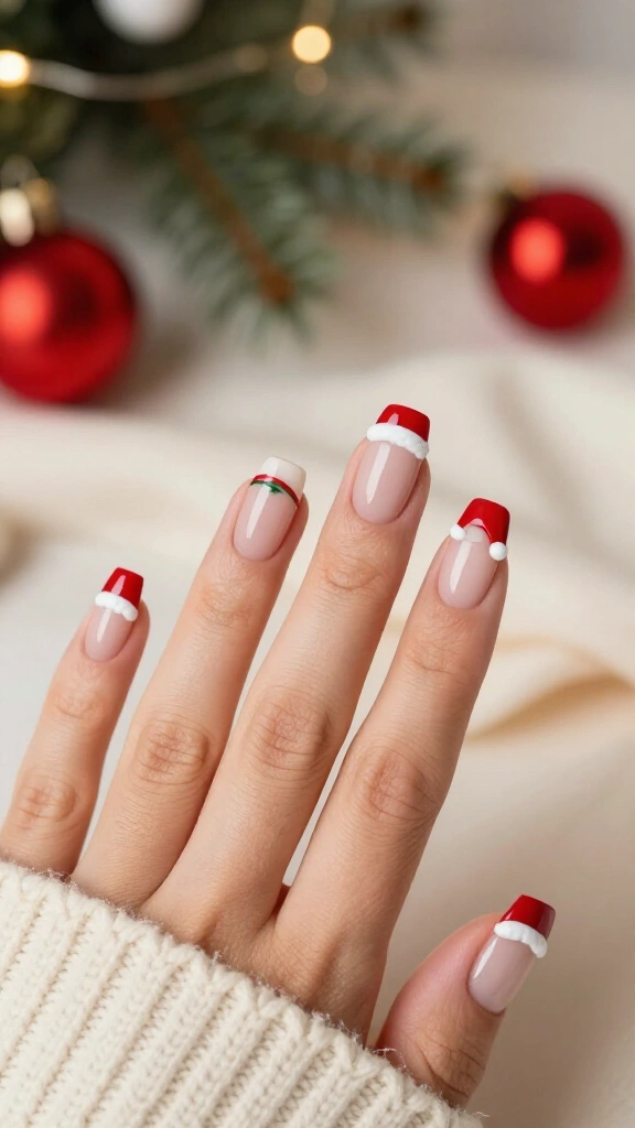 Santa Hat Micro-French Accents