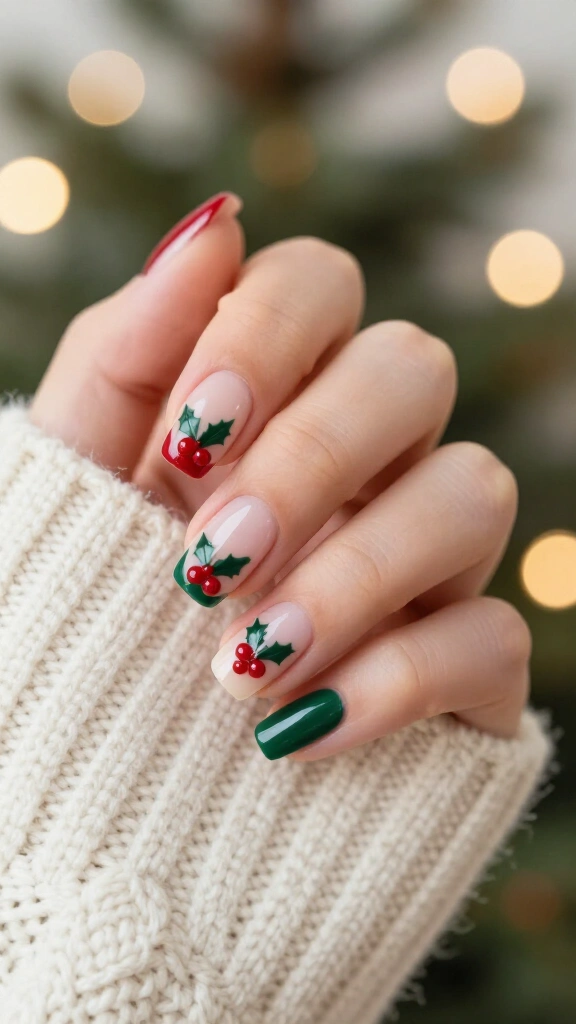 Minimalist Holly Berry Negative Space