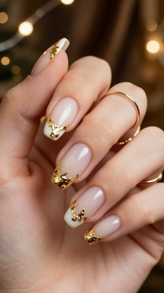 Sheer Milky White with Gold Flake Cascades