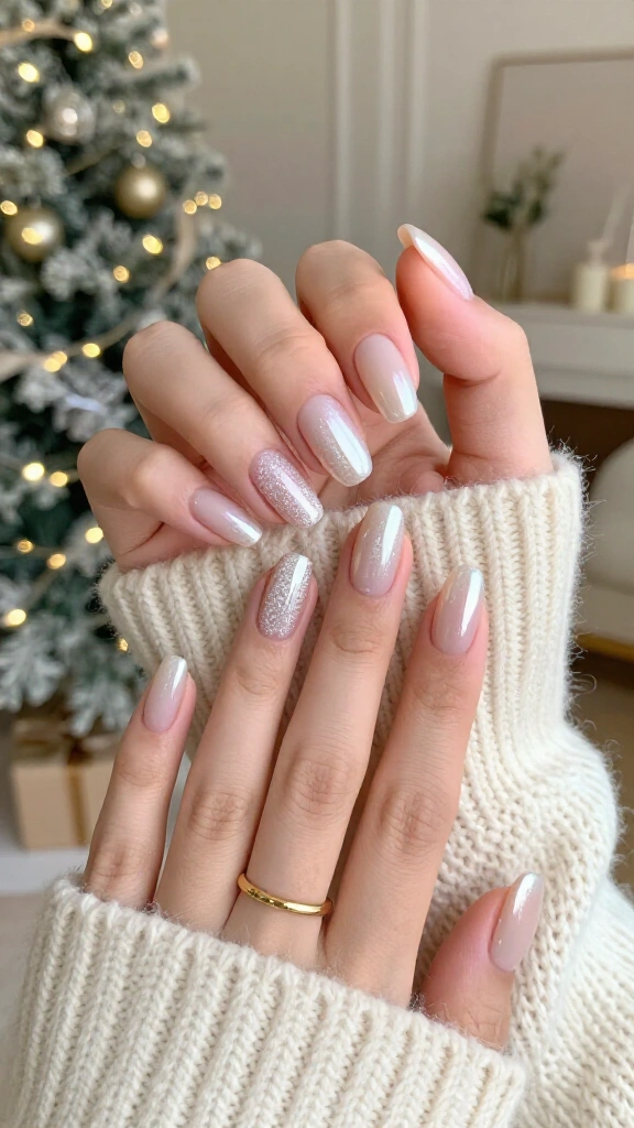 Pearly glazed donut nails